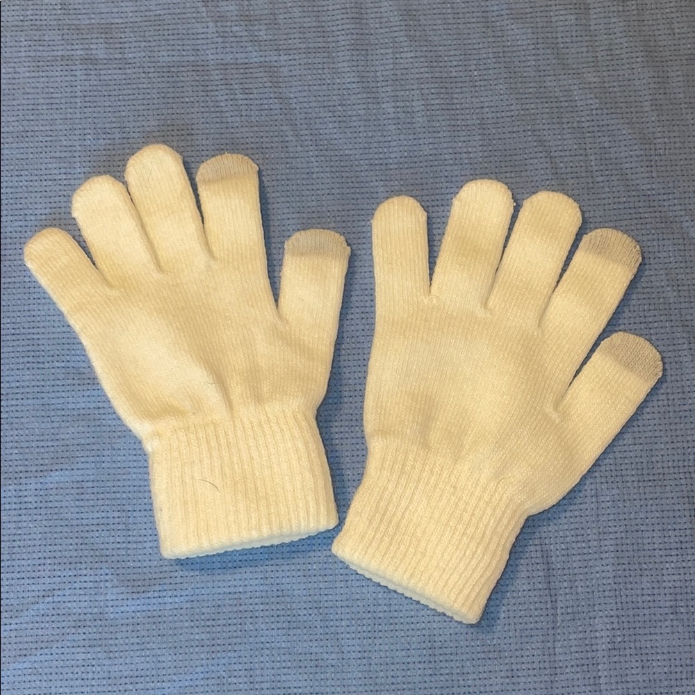 Cream Knit Gloves Tech Winter Accessories